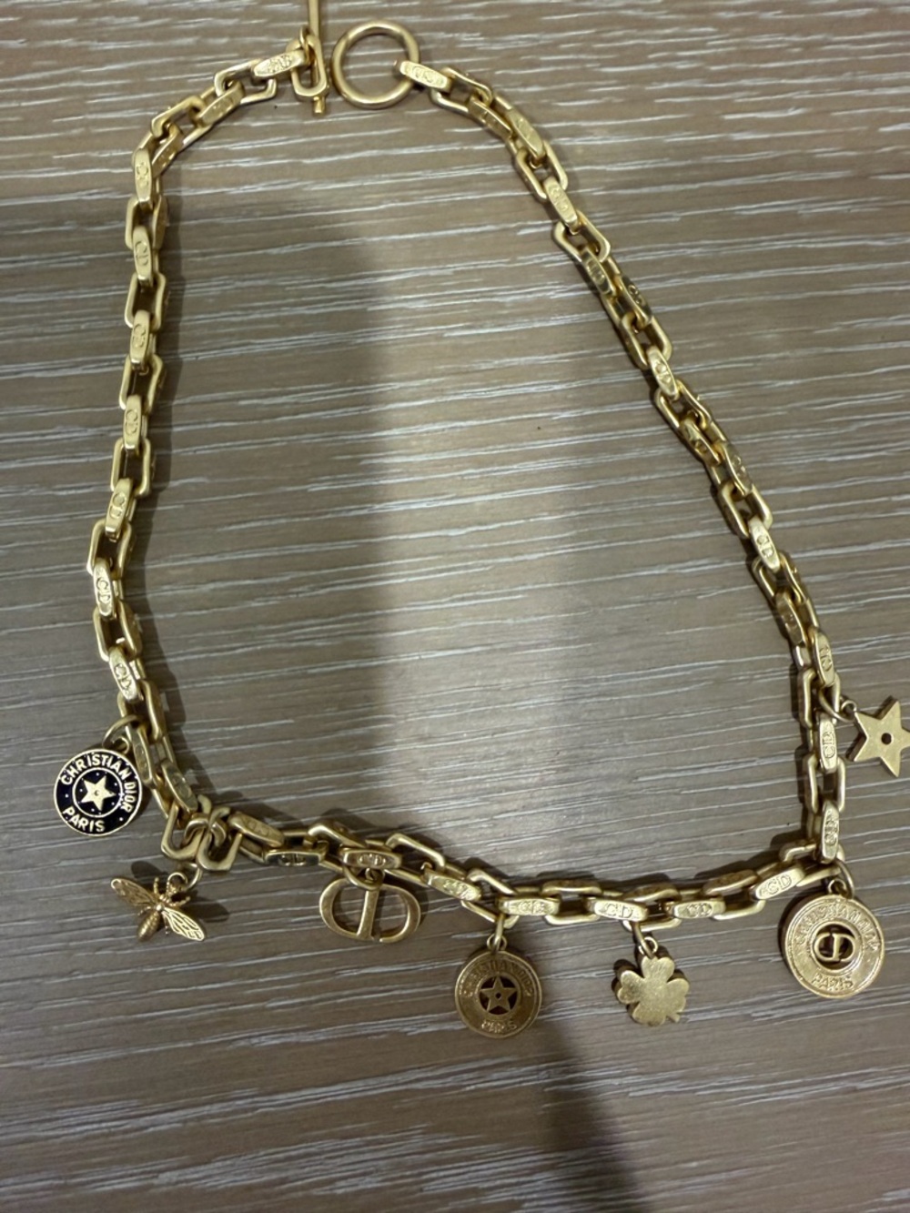 Dior Gold-tone Charm Link Necklace with Mixed Pendants - Picture 2 of 3